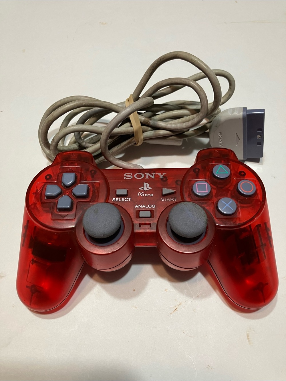 Official Sony PlayStation 1 Controller OEM PSOne PS1 Clear Red Analog SCPH-110